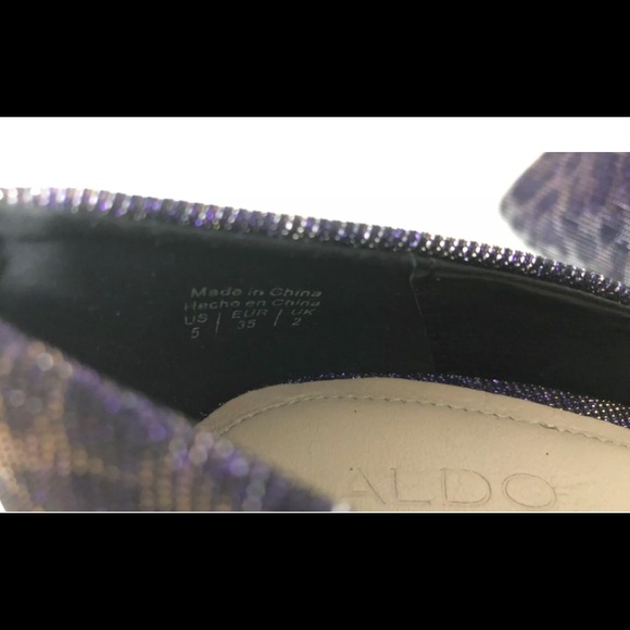 Aldo Hanrietta Sequins Pump Party shoes size 5 Sequins Purple Gold Leopard print - Picture 10 of 14